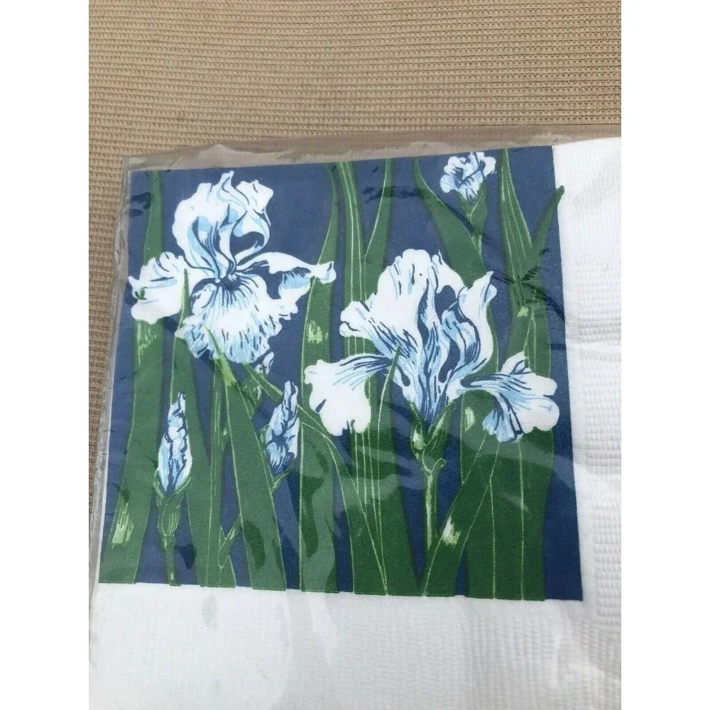 GORDON FRASER GALLERY Beverage Napkins 16 Ct Iris Flower pattern NEW